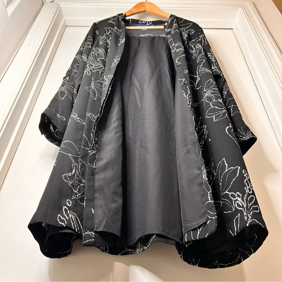 Apt. 9 Black & White Floral Pattern Button-Down Dress - Size XL - Picture 7 of 16